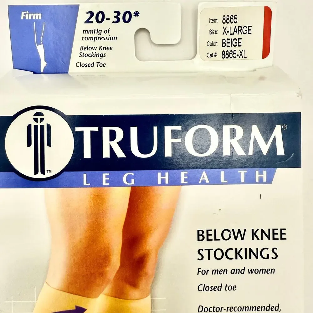 Truform Compression Stockings XL Beige 20–30‎ mmHg Closed Toe Below Knee USA